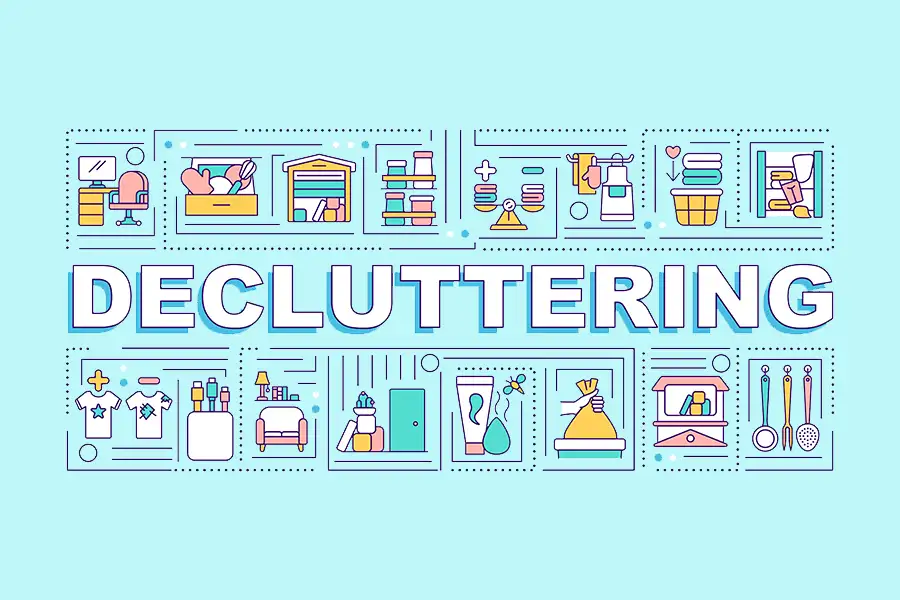 Decluttering banner showing the different ways you can organize the clutter in your Springfield, IL home.